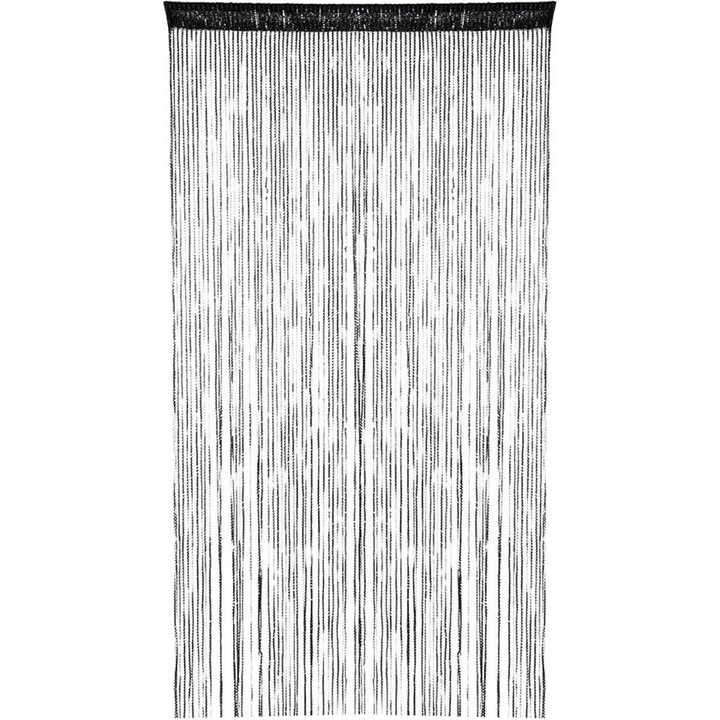 OEM gyöngyfüggöny, fekete, 91x200 cm, dekoratív, bojtos