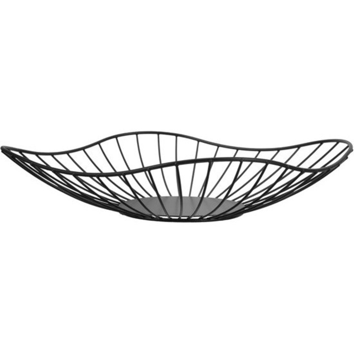 Cos fructe metalic, negru, 27cm, design modern, multifunctional
