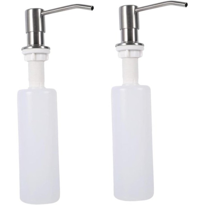 2 db szappanadagoló készlet, 350 ml, fehér, 28x12x5.62 cm, műanyag és rozsdamentes acél