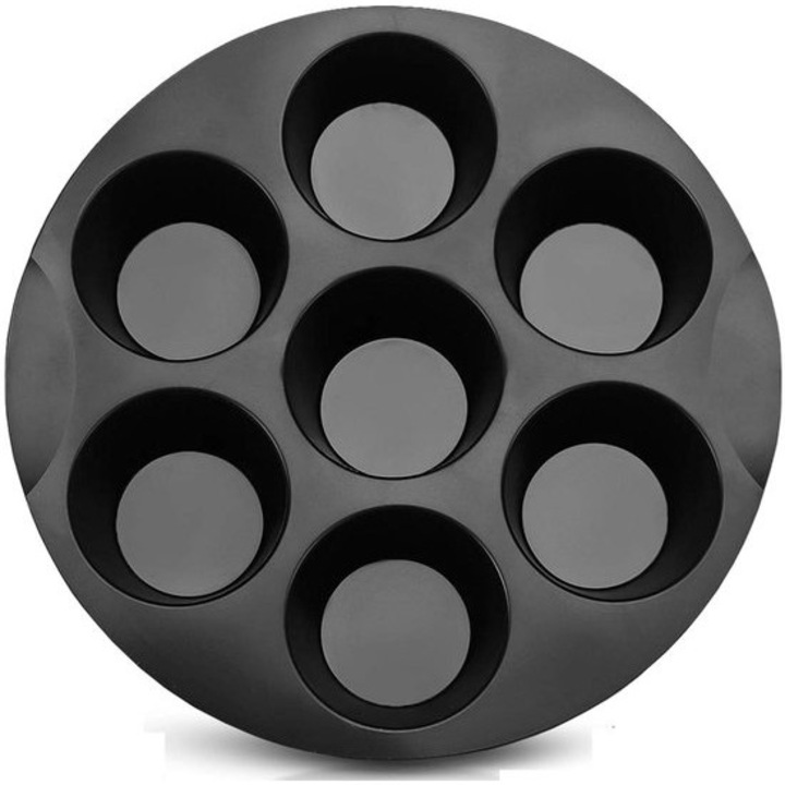 Szilikon muffinform, 7 rekeszes, fekete, 17.8x17.8x4cm
