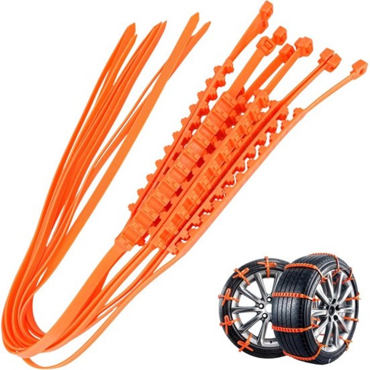 10 db állítható csúszásgátló hólánc készlet, nylon, univerzális, téli
