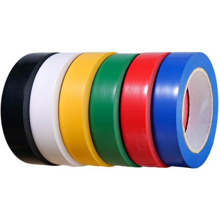 Színes szigetelőszalag készlet, 6 szín, 1.5cmx10m, PVC