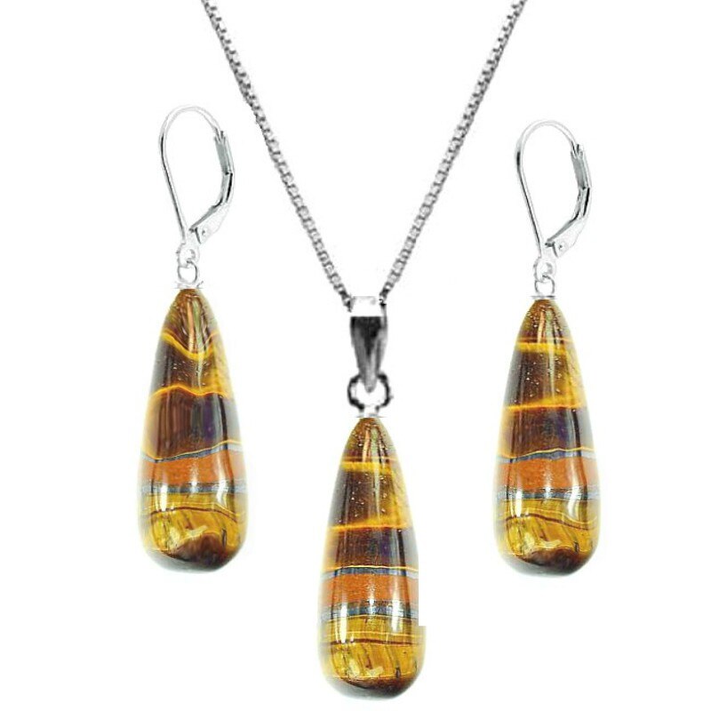 Set Argint Ochi de Tigru Lacrima