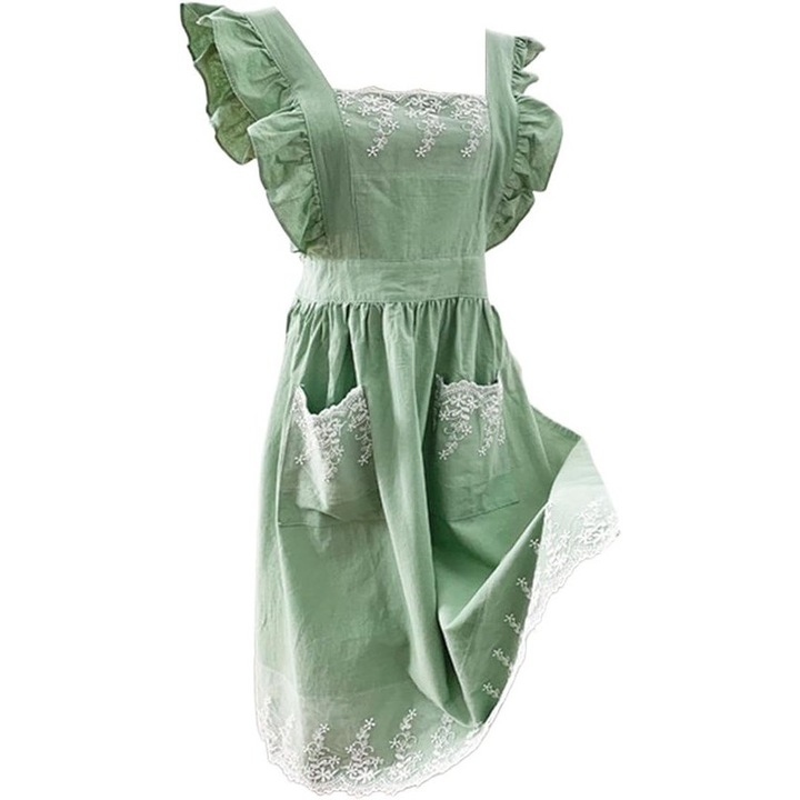 Sort bucatarie bumbac, reglabil, cu buzunare, verde deschis, universal