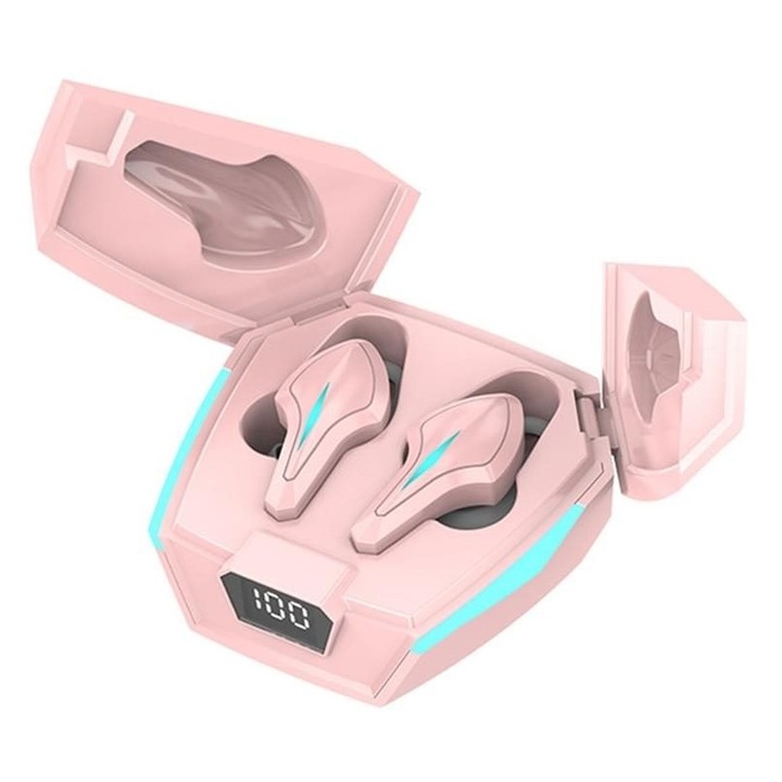 K12 vezeték nélküli in-ear fülhallgató, zajcsökkentés, alacsony késleltetés, rózsaszín, 7x6x3cm