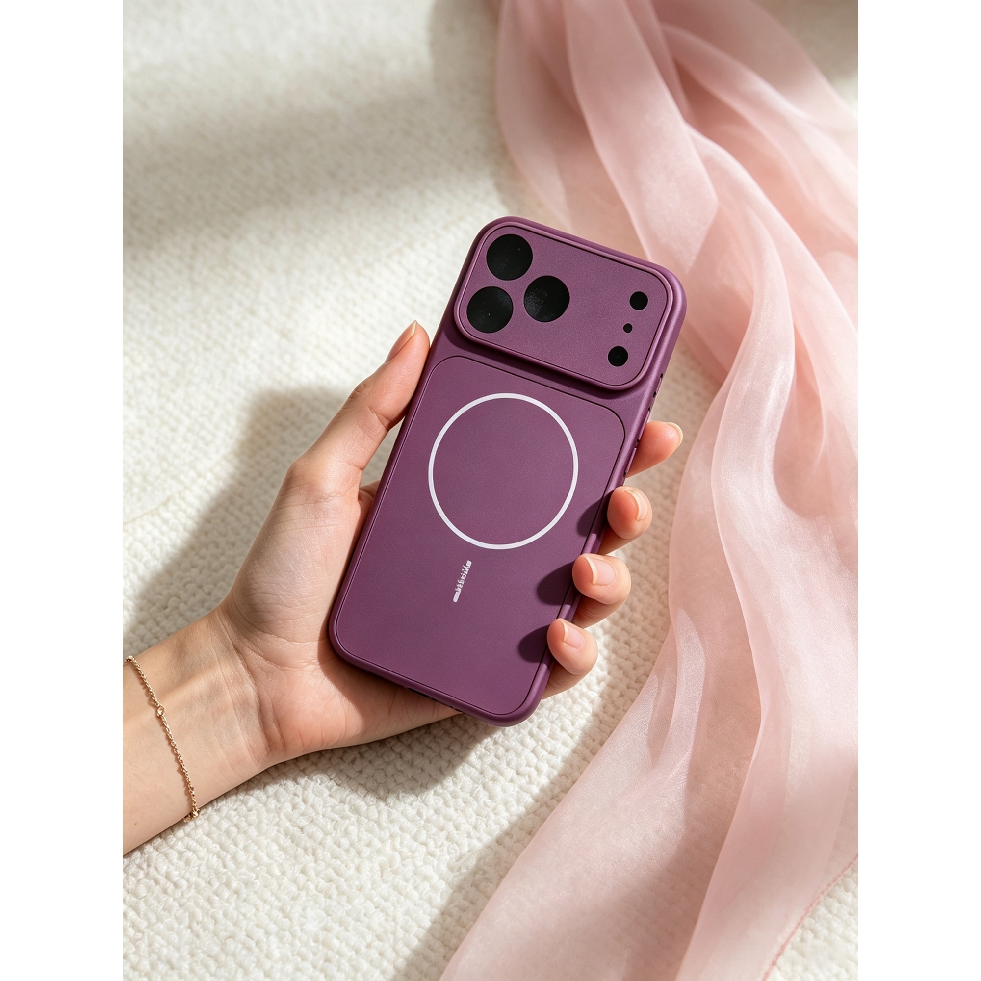 Husa telefon ultra-subtire magnetica mata, protectie lentila sticla Corning, pentru iPhone 16 Pro Max