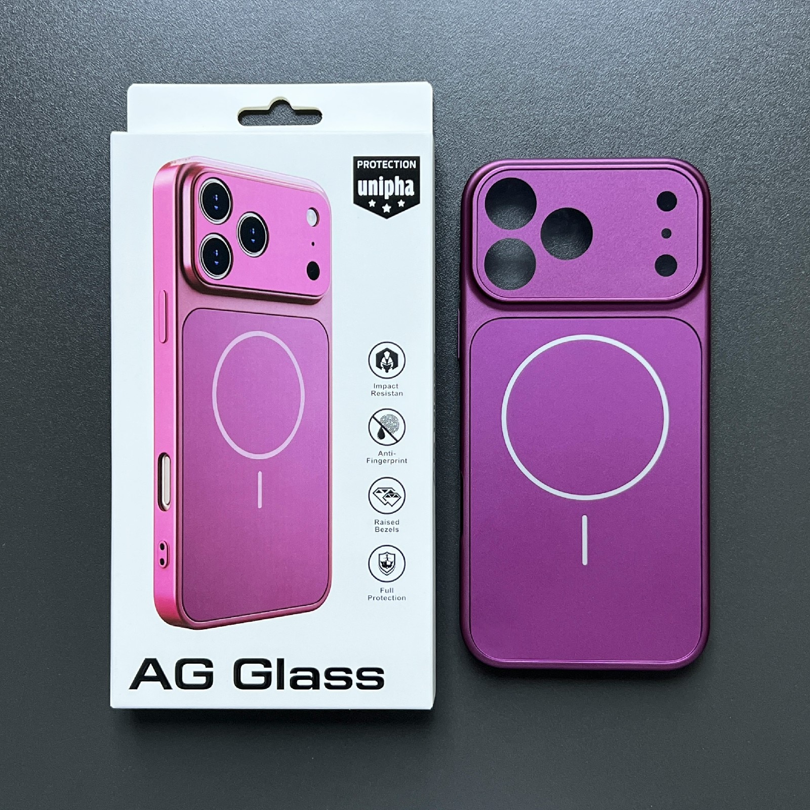 Husa telefon ultra-subtire magnetica mata, protectie lentila sticla Corning, pentru iPhone 16 Pro Max