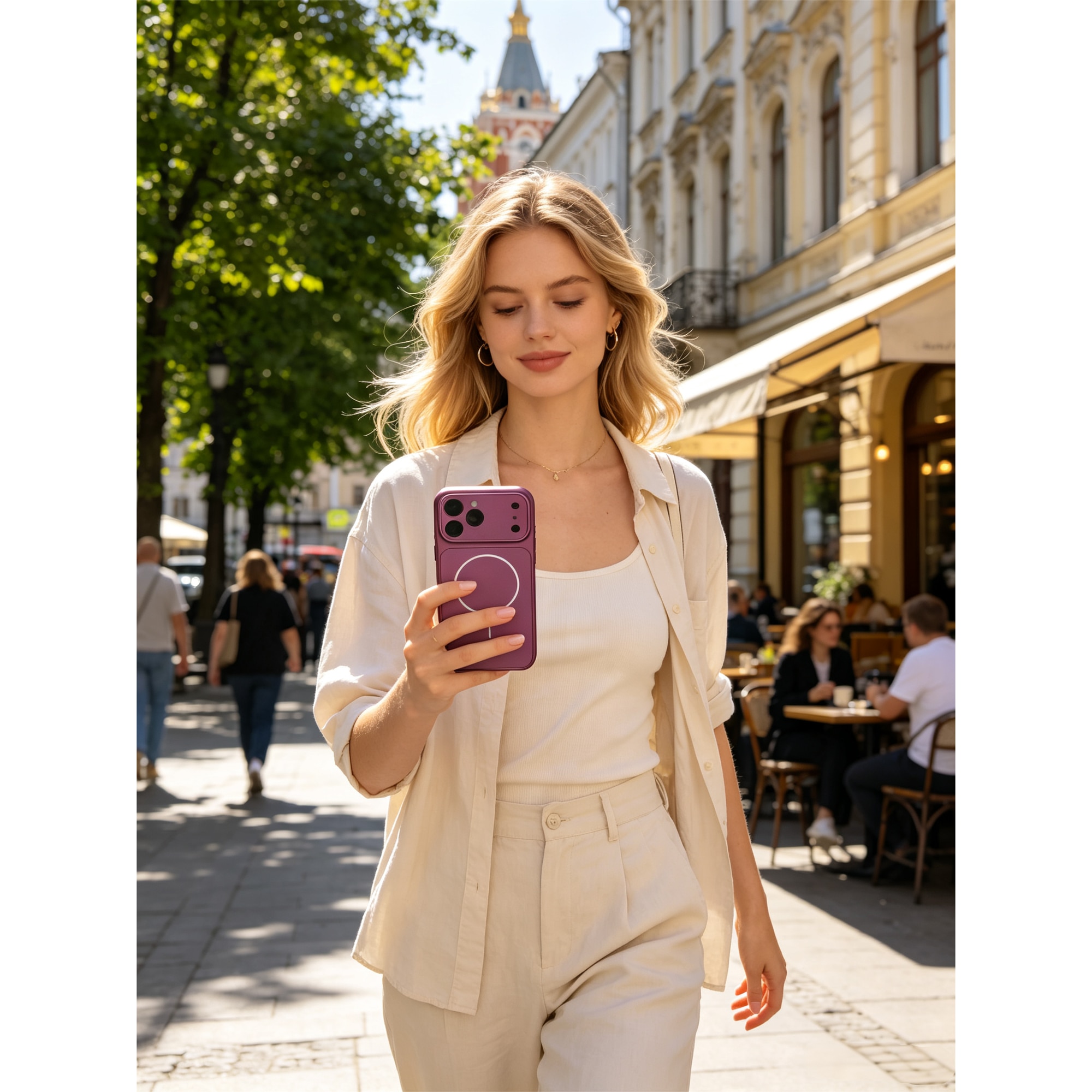 Husa telefon ultra-subtire magnetica mata, protectie lentila sticla Corning, pentru iPhone 16 Pro Max