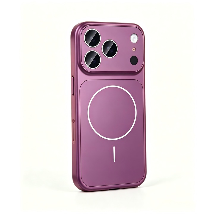 Husa telefon ultra-subtire magnetica mata, protectie lentila sticla Corning, pentru iPhone 16 Pro Max