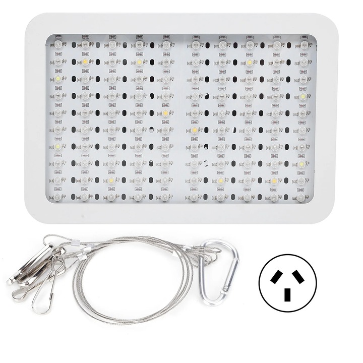 Lumina de crestere LED ZYBLSSBB LSM2xh2588-BCS0039611, full spectrum 1000W, 100 LED, comutatoare duble, 85-265V, alb, 31 x 21 x 6 cm