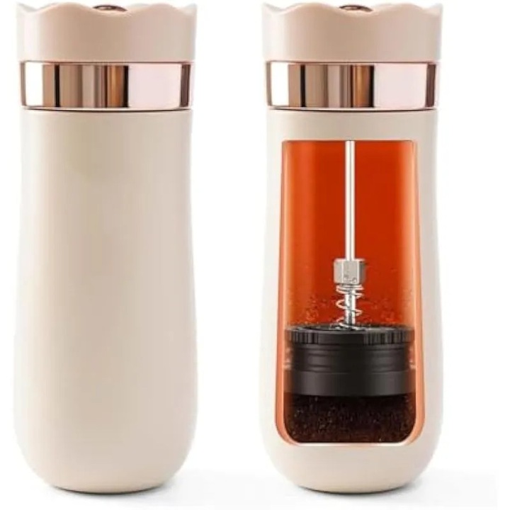 Cafetiera franceza portabila 350ml inox dublu strat izolatie etansa