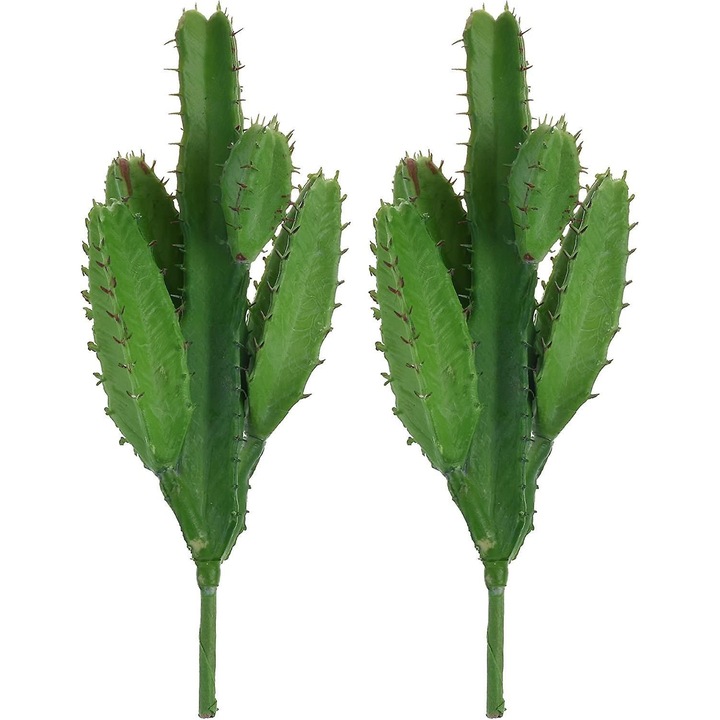 Set 2 plante artificiale cactus, plastic, verde, 18.4cm