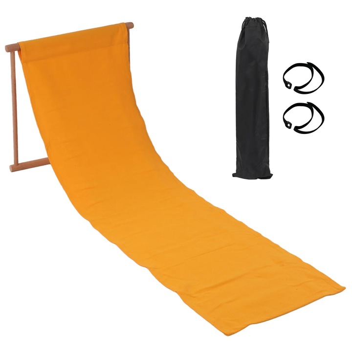 Scaun plaja pliabil, lemn fag si panza, galben, 49xcm