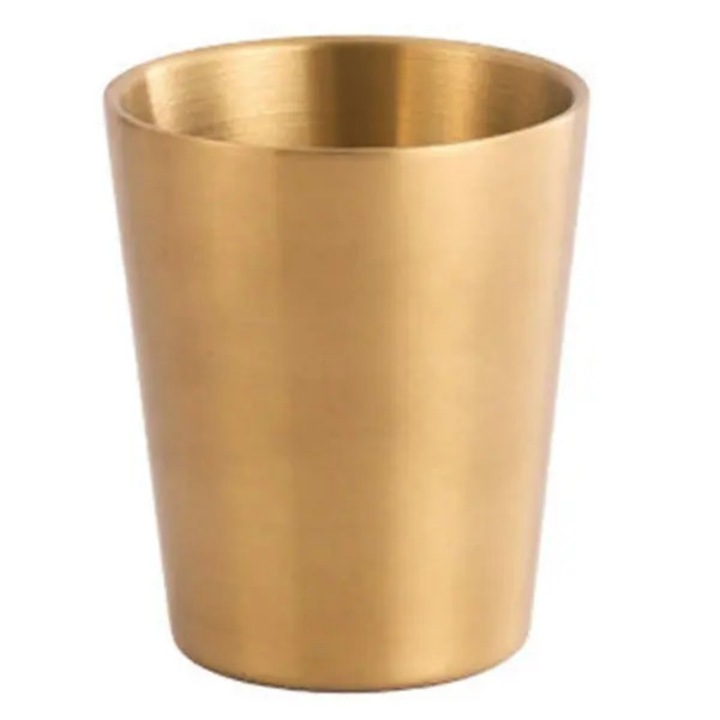 3 db kemping bögre készlet, rozsdamentes acél, arany színű, 175ml, modern, egymásra rakható