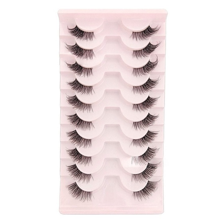 Gene false jumatate, 3D faux mink, banda transparenta, scurte, negre