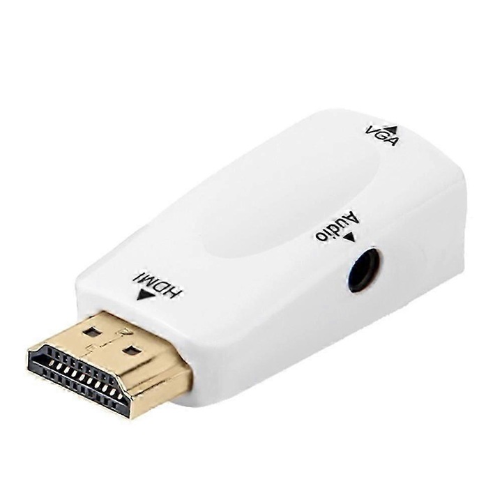 HDMI-VGA videó adapter fehér 5x2.2x1cm audio kimenettel szett