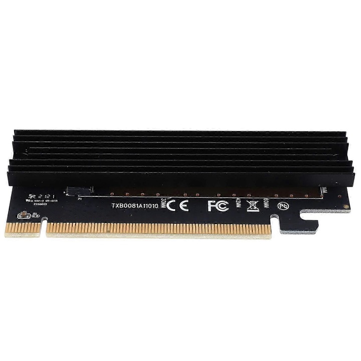 PCI-E X16 адаптерна платка за M.2 NVMe SSD, черна, 13.3x6.3см