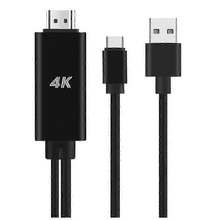 USB C – HDMI 4K 30Hz kábel, fekete, 1.8m