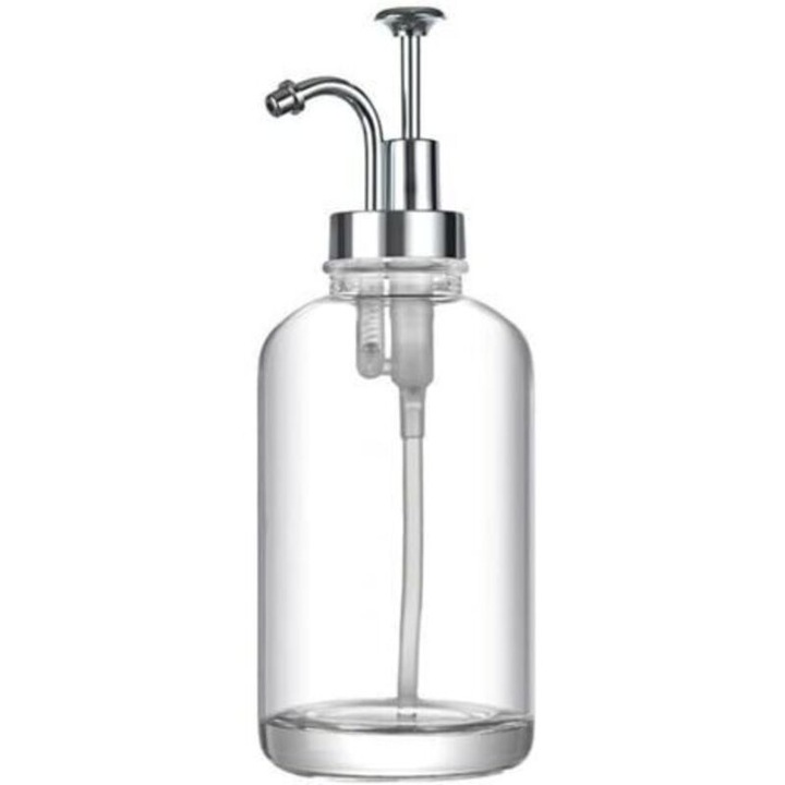 Üveg szappanadagoló 500ml átlátszó ezüst pumpával
