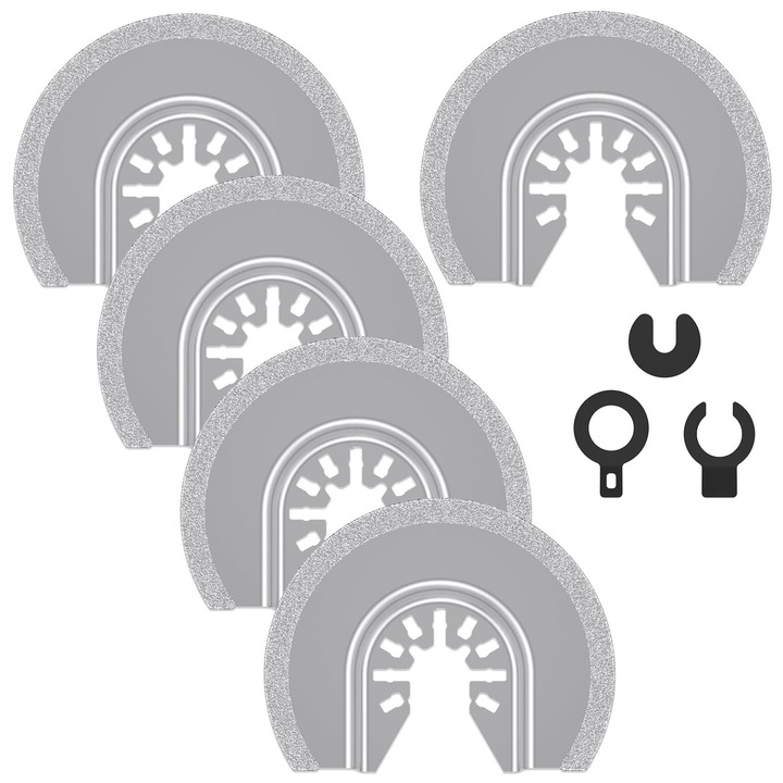 5 darab félkör alakú gyémánt reszelő készlet, multifunkcionális, ezüst, 64x1.7-2mm