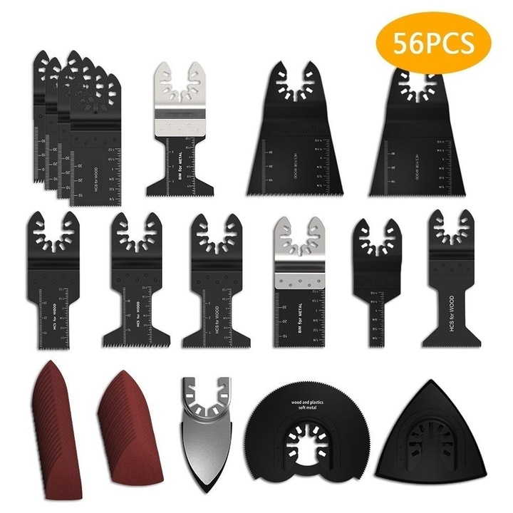 Set 56 piese lame fierastrau carbon inalt, diverse dimensiuni, multicolor
