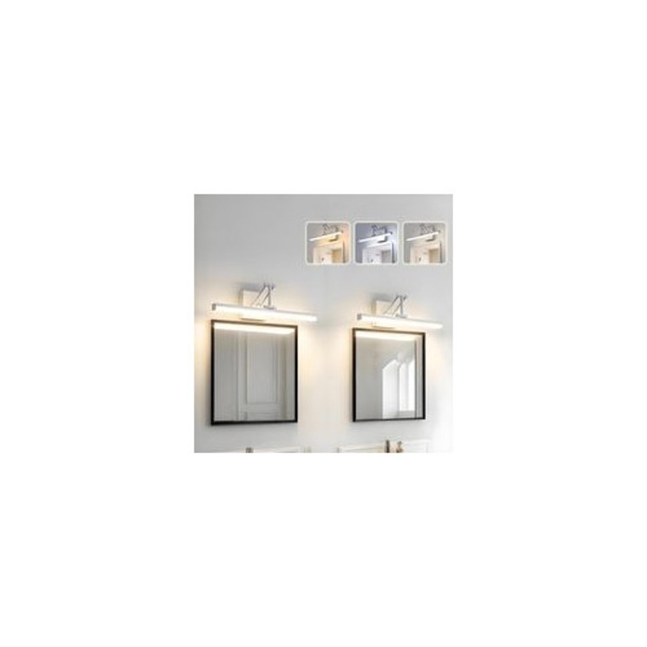 LED-es fürdőszobai fali lámpa, 3 szín, teleszkópos kar, fehér, 48.5x12W