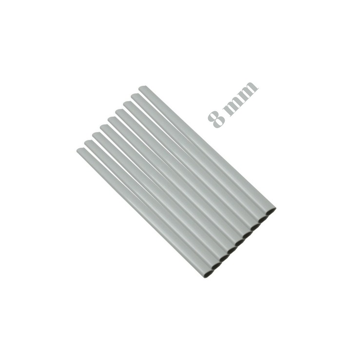 Baghete indosariere 8 mm, Albe, din plastic rezistent, pentru organizare si arhivare documente perforate cu volum mediu si mare, capacitate 75 coli, Set 10 bucati ECADA sku11