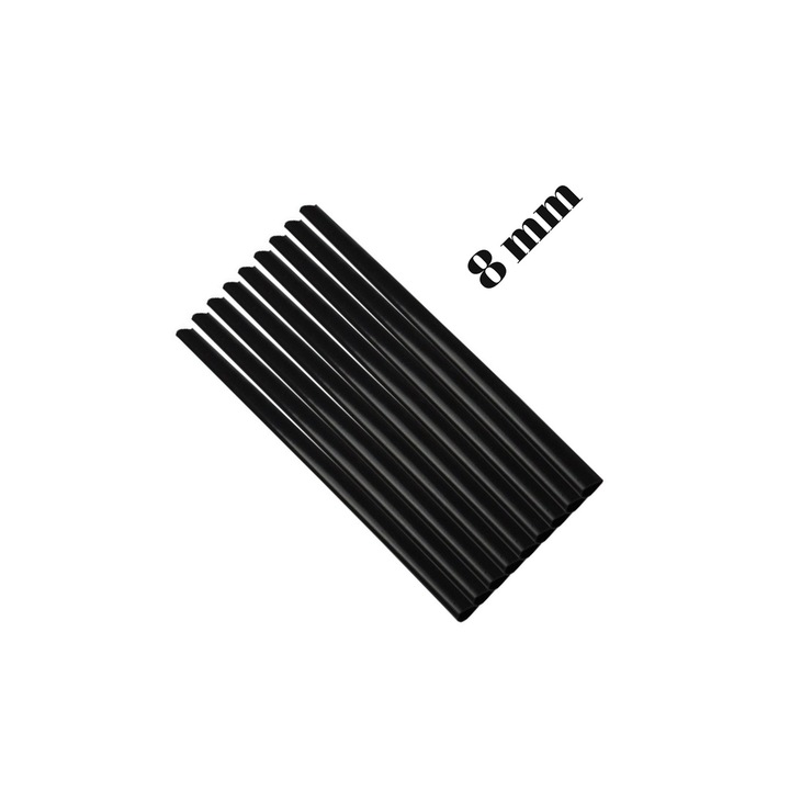 Baghete indosariere 8 mm, Negru, din plastic rezistent, capacitate 75 coli, Set 10 bucati pentru organizare si arhivare documente perforate cu deschidere rapida ECADA sku11