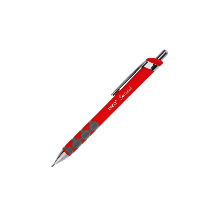 Creion mecanic Eminent cu mina 0.9 mm, corp din plastic rezistent, grip ergonomic antiderapant, clema metalica, ideal pentru schite expresive si notite rapide, Culoare Rosu DACO sku11