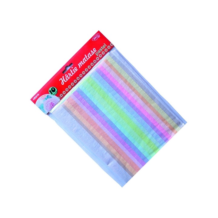 Hartie matase, culori pastel, 65.5 x 50 cm, subtire, usor transparenta si flexibila, ideala pentru activitati creative, proiecte scolare si decoratiuni DACOART sku11
