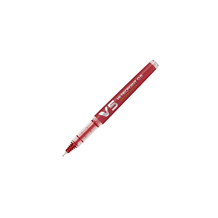 Pix Roller V5 Reincarcabil, cerneala lichida Rosu, cu scriere fina si clara, fabricat din 71% plastic reciclat, ideal pentru notite si corectari. PILOT sku11