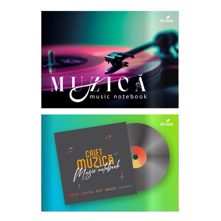 Caiet de muzica cu liniatura muzicala, 24 file, dimensiune 17x24 cm, hartie 60 g/m², ideal pentru notite, partituri si exercitii muzicale scolare ECADA sku28