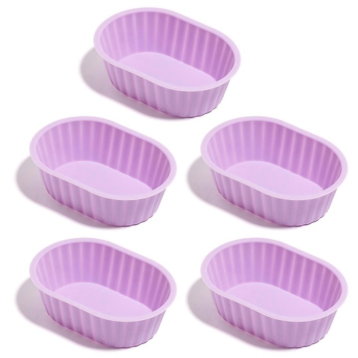 5 db ovális szilikon forma, lila, 20x15x5cm, újrafelhasználható, hőálló