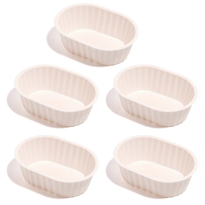 5 db fehér ovális szilikon forma 20x15cm multifunkcionális főzéshez