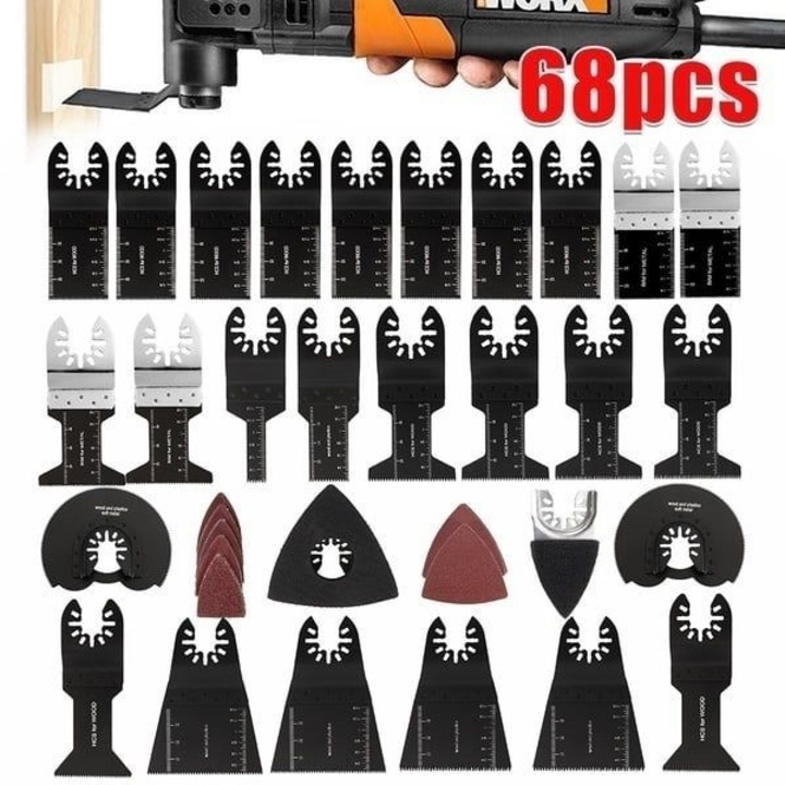 Set accesorii pentru ferastrau oscilant 38/68 piese, otel carbon si inox, multicolor, diverse dimensiuni