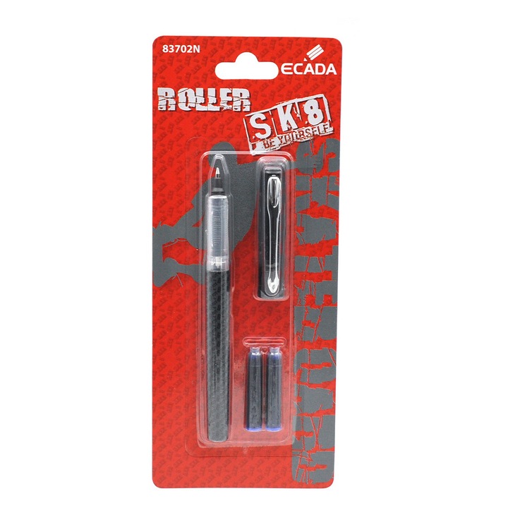 Pix Roller SK8, design modern inspirat din cultura skate, corp plastic rezistent, clema metalica, scriere fina si uniforma, ergonomic si durabil. ECADA sku28
