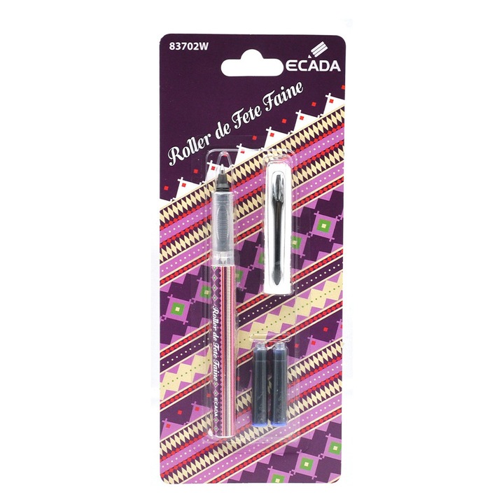Pix roller cu design feminin, corp din plastic rezistent si clema metalica durabila, ideal pentru scoala, birou si activitati cotidiene, ofera scriere lina si confortabila ECADA sku28