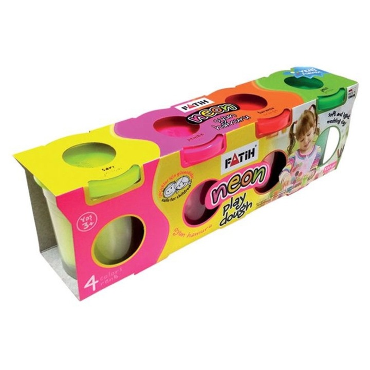 Plastilina usoara Neon, cu textura moale si elastica, non-toxica, perfecta pentru modelaj creativ, activitati educative si dezvoltarea abilitatilor artistice ale copiilor FATIH sku28