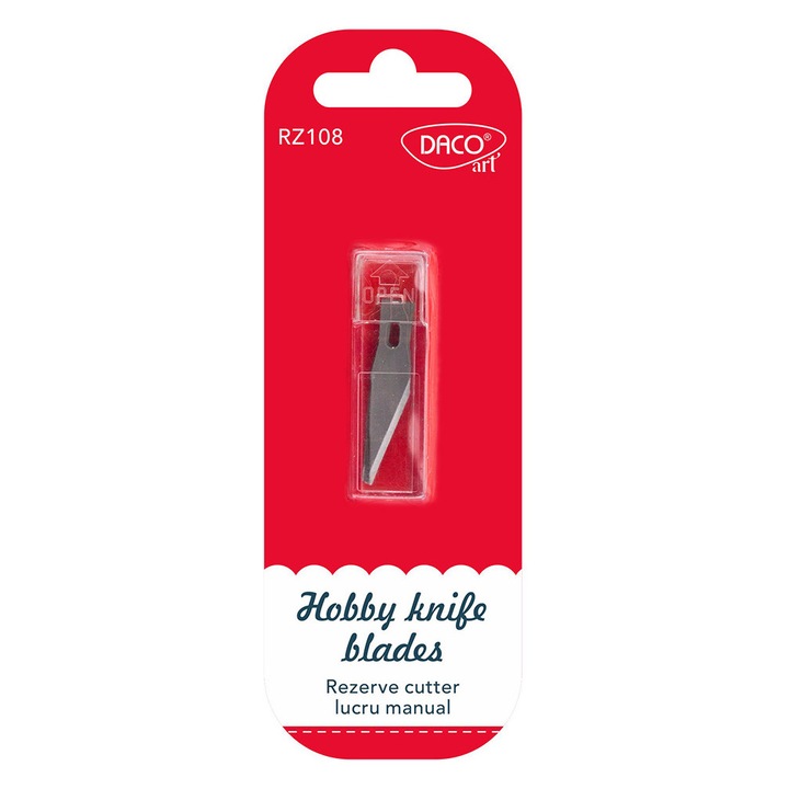 Rezerva lama pentru cutter de lucru manual, latime 8 mm, compatibila cu cuttere hobby, ideala pentru taieturi precise si detalii fine in proiecte craft, modelism si decupaje. DACOART sku28
