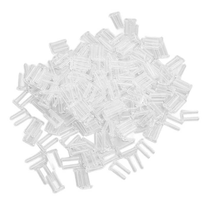 Set 200 mansoane de montare pentru ochelari fara rama, transparente rame, plastic, 1.5x0.8x7mm