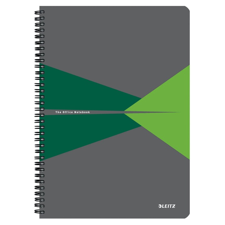 Caiet birou A4, Leitz, spira, verde, 180 pagini