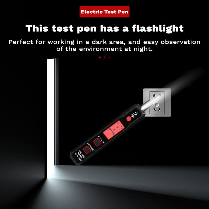 Tester electric multifunctional cu afisaj LCD, lumina si alarma sonora, 12-300V, 15.7x2.4x2.8cm