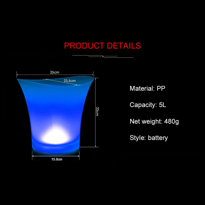 Кръгла пластмасова фруктиера с LED променяща цвета 25x27x26см
