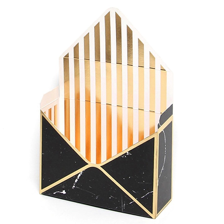 Virág boríték doboz, 20x7x29.5cm, speciális papír, összecsukható, fehér