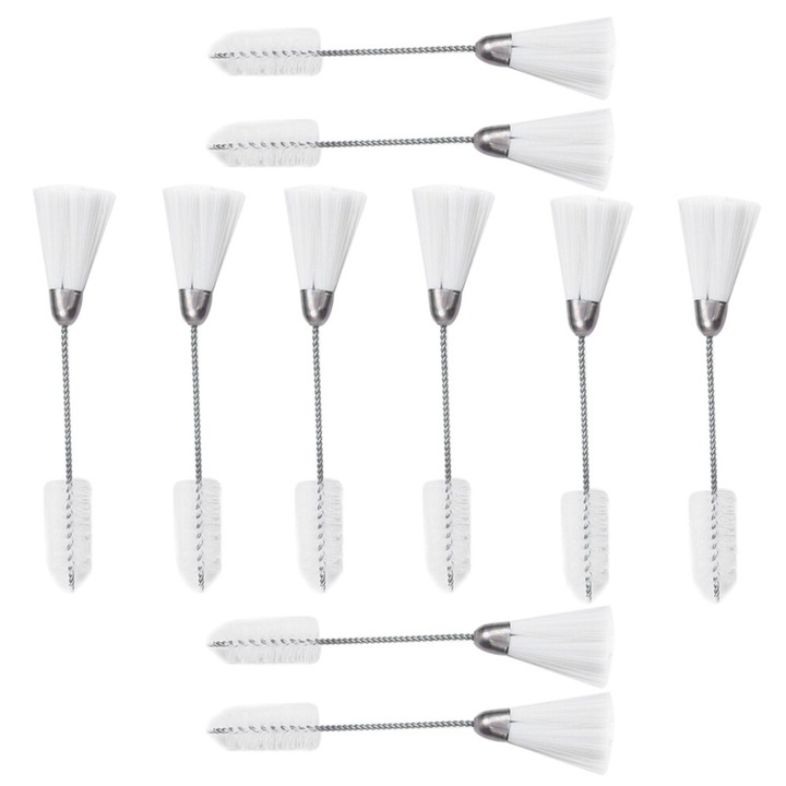 10 db-os tisztítókefe készlet varrógéphez, nylon, rozsdamentes acél, 14.5cm