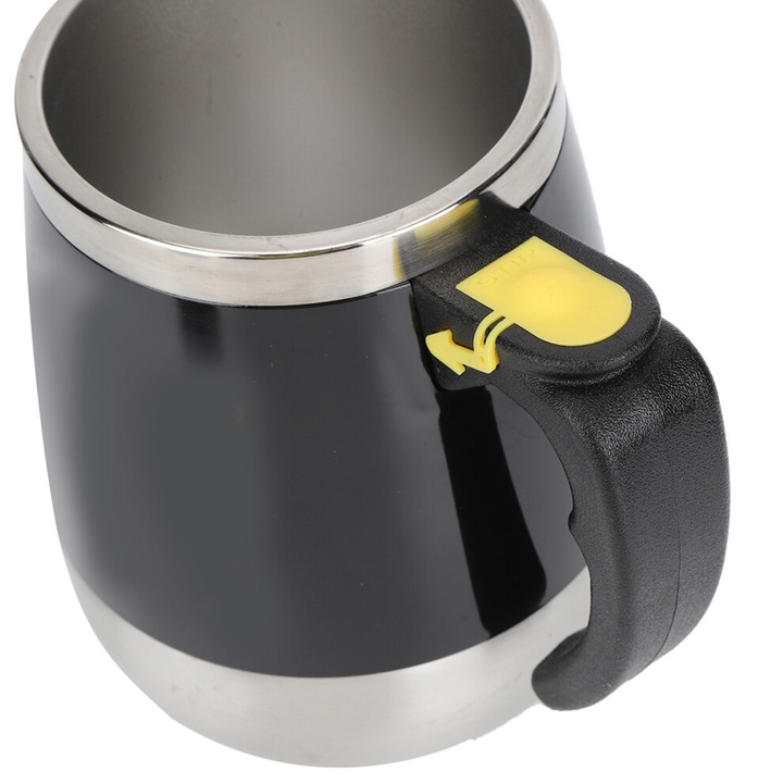 Önkeverő elektromos bögre, rozsdamentes acél, fekete, 400ml, 14x9cm