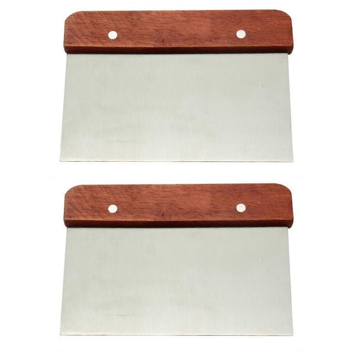 Set 2 taietoare aluat cu maner lemn, inox, 18x7cm
