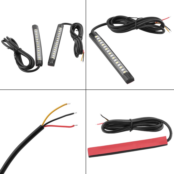 2 db LED szalag készlet motorkerékpárhoz és autóhoz, 17 LED, fehér-sárga, 11.8x1.4x0.9cm