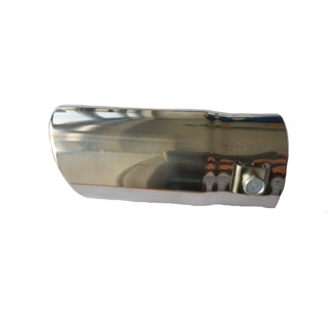 Ornament toba inox rotund oblic , de culoare gri , rezistent