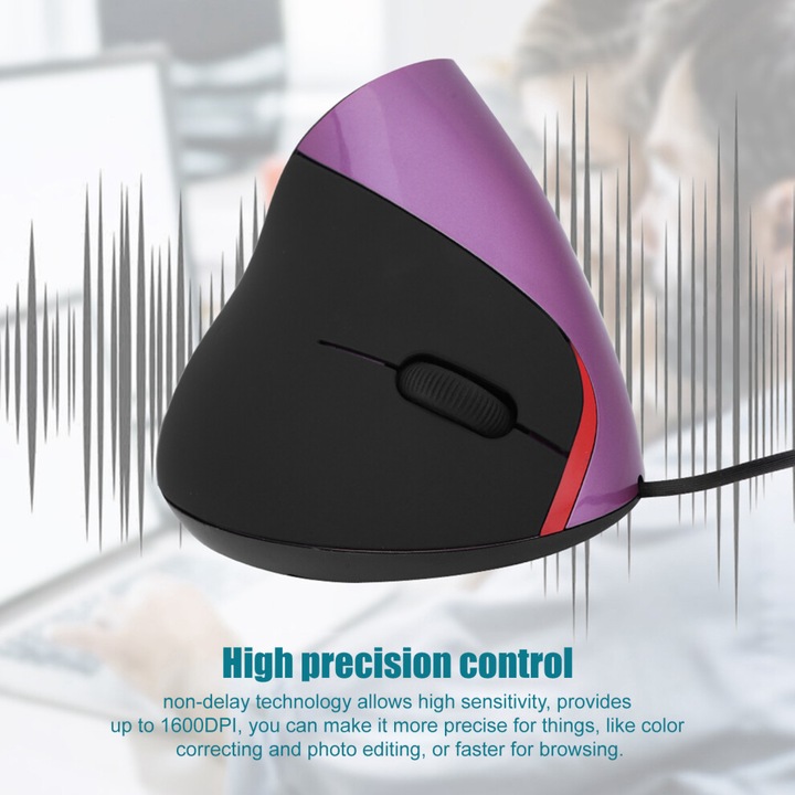 Egér függőleges ergonómikus USB, 1600DPI, mozgatható, 10.5x6.5x8.2cm